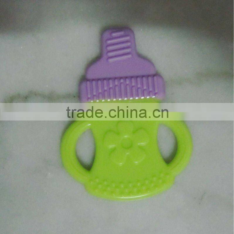 Food Grade Bottle Shape Two Colors Silicone Baby Teether