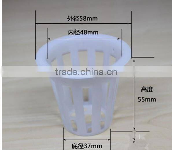 Plant basket for hydroponic system, hydroponic fitting, pots