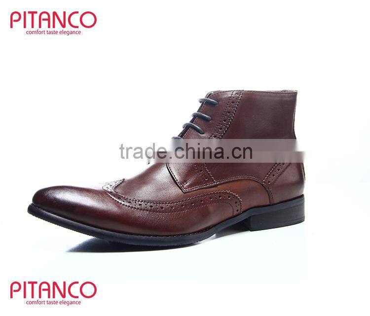 Brogues style high quality leather mes dress boots