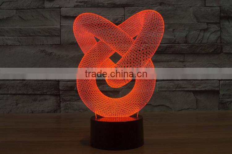 Mosunx Busines Night Light Optical 3D Chain Link Lighting Laser Cut Desk Lamp with USB port LED for children