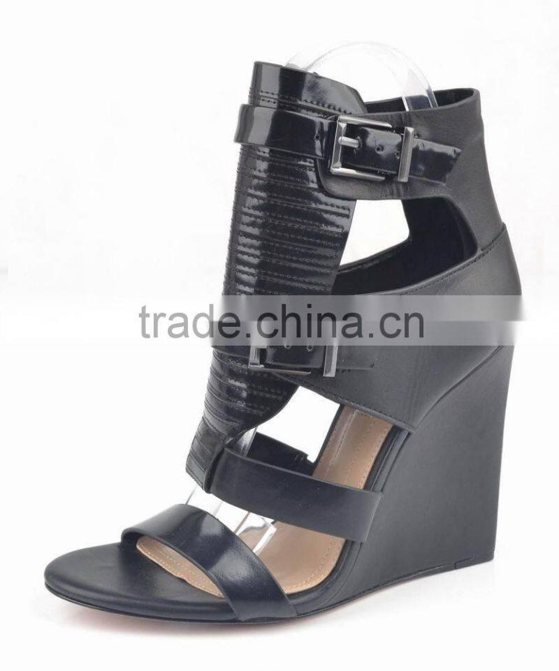 new style fashion leather wedge platform high heels sandals shoes 2014