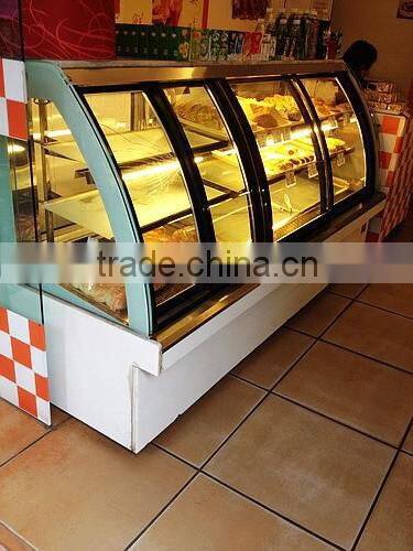 sliding glass front open cake display showcase