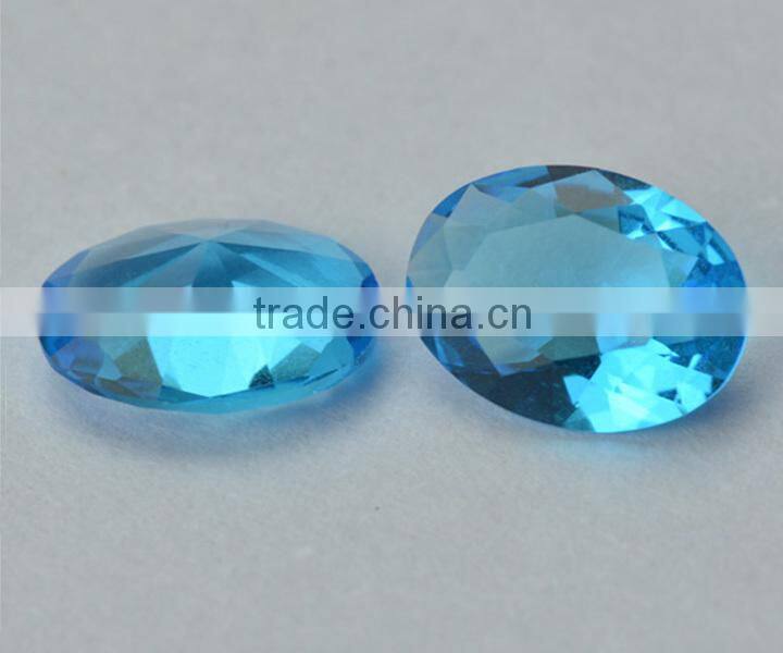 China manufacturer oval decorate blue aquamarine glass gem stone for making jewelry