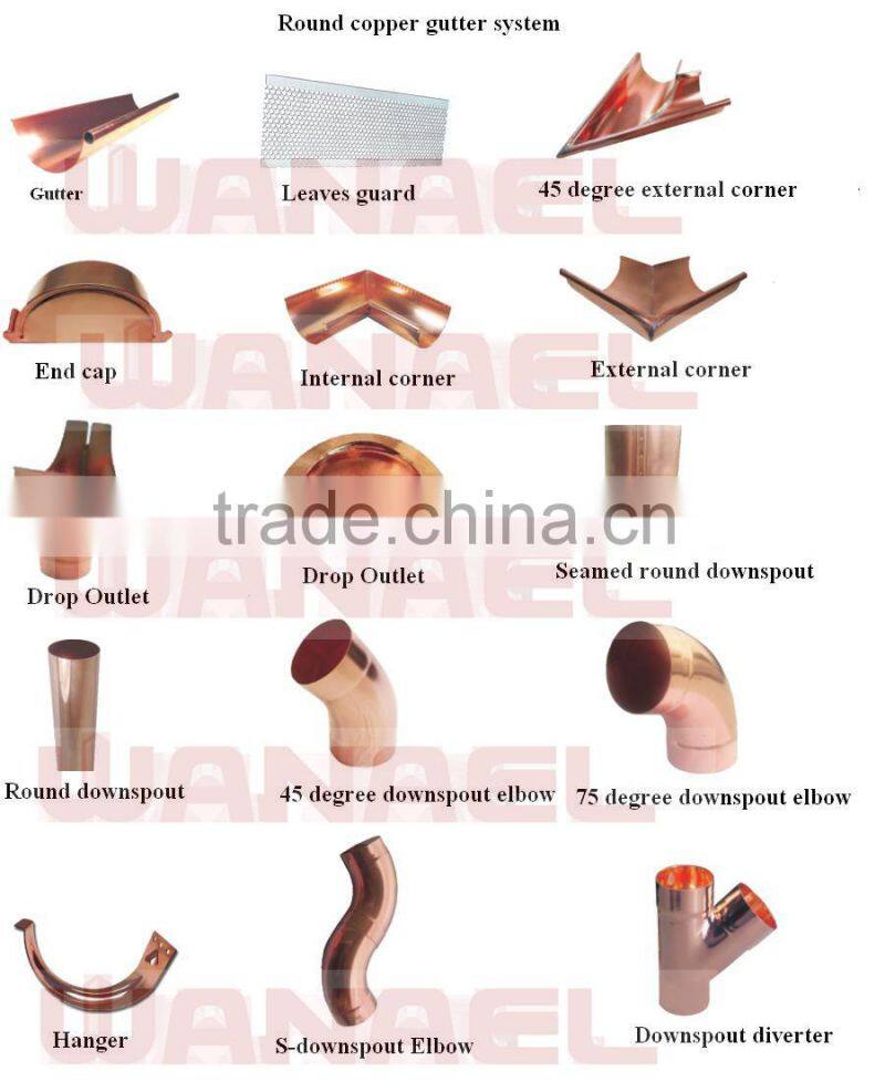 Good Quality Low Cost Copper Rain Gutter /Roof Drainage System