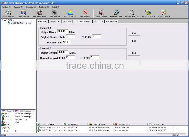 SC-2102 2-OUT TS Video Multiplexer-8 channel input and 4 channel output