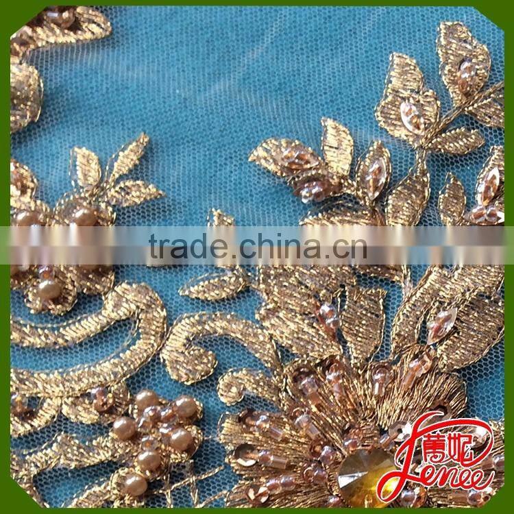 HOT SALE COLORED EMBROIDERY DESIGN WITH ACC FOR GIRL PARTY DRESS