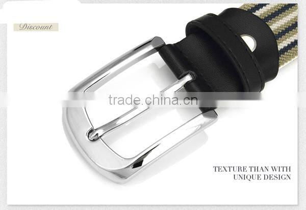 Men Pin Buckle Elastic Canvas Belt Minimalist Fashion Hit Color Knit Belt