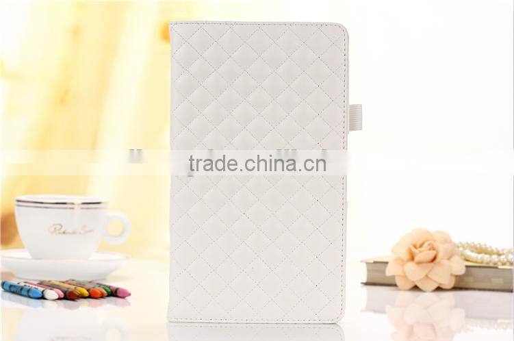 Plaid Grid Soft Skin Folio Flip Stand Leather Case For SONY Xperia Z3 Tablet Compact 8"