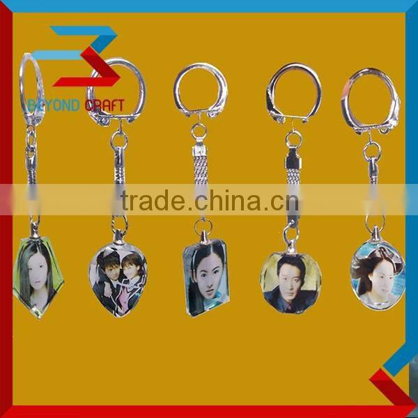 Color Print Image Crystal Glass Keychain for Birthday Gifts