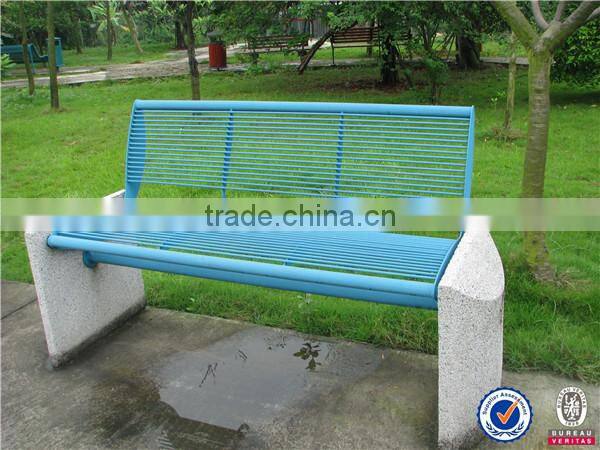 Cement stone outdoor public bench wooden commercial bench