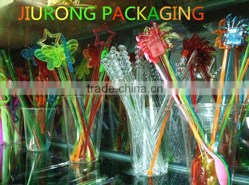 Disposable plastic straw with different colors long flexible drinking straws