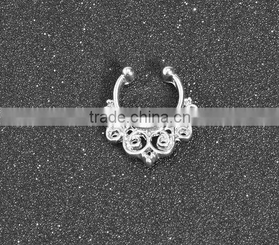 Alloy Charms Fake Septum Nose Ring Non Piercing Hanger Clip On Jewelry