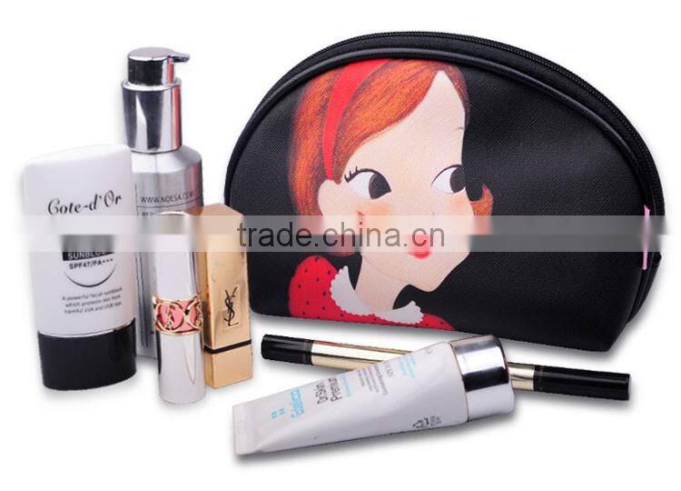 Wholesale PU cosmetic bag with long zipper
