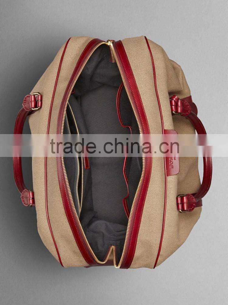 Canvas mix leather material Travel luggage bags for men & Competitive factory price