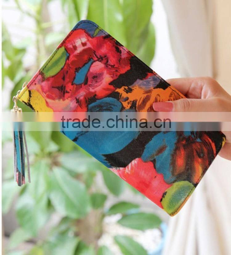 DIY flower print bag wallet with little string