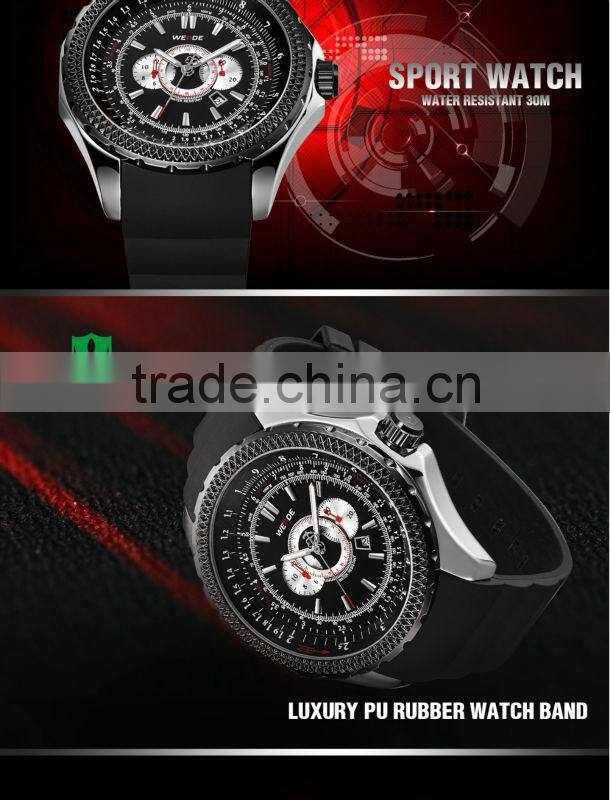 2014 WEIDE Original Diver Watch Unique Design JAPAN Men Quartz Watch Luxury Sports Military Watches Complete Calendar