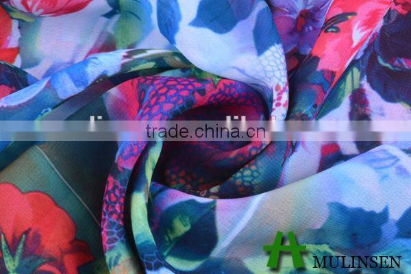 Mulinsen Textile Woven Imitation Digital Printing 75D Plain Chiffon Fabric