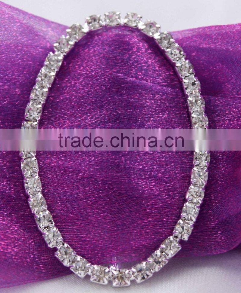 High Quality Oval Silver Fashion Crystal Buckle for Ribbon B019