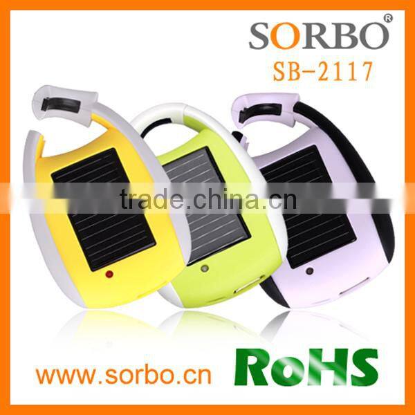 2016 Hot Sale Popular Portable Mini Solar Power Mobile Phone Charger with Carabiner
