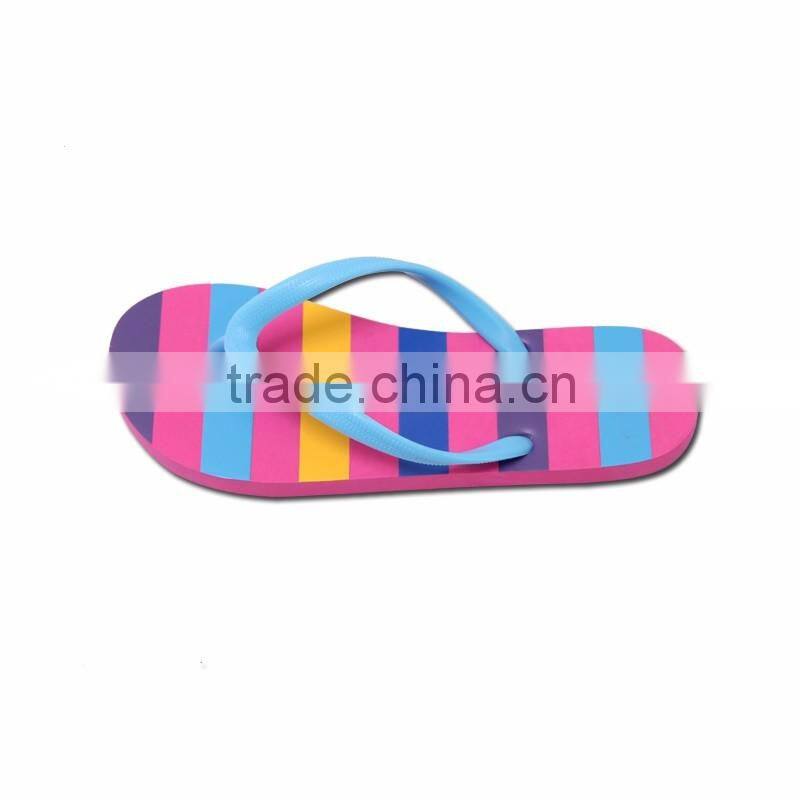 2016 wholesale cheap elegant model personalized rainbow insole ladies eva wedge flip flops