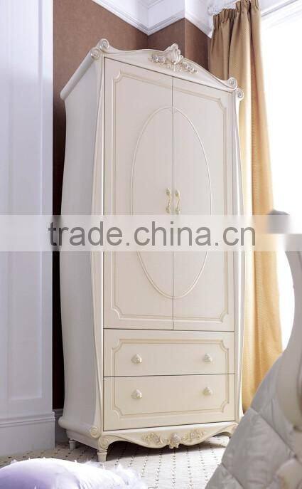 royal European French furniture antique white bedroom sets Bed Bedside table Wardrobe Dressing table Bench Commode Chair