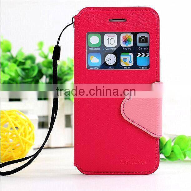 View window flip smart leather case for Samsung S6 with rope