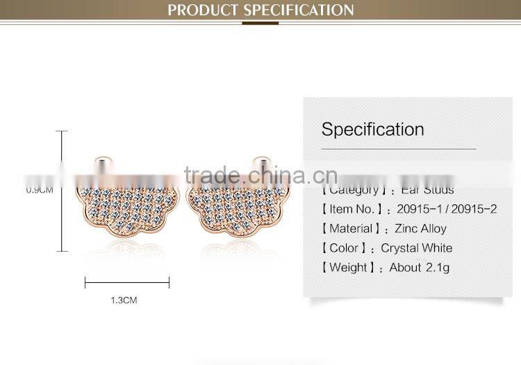 2015 OUXI factory price women fashionable ear stud jewellery made with AAA zircon