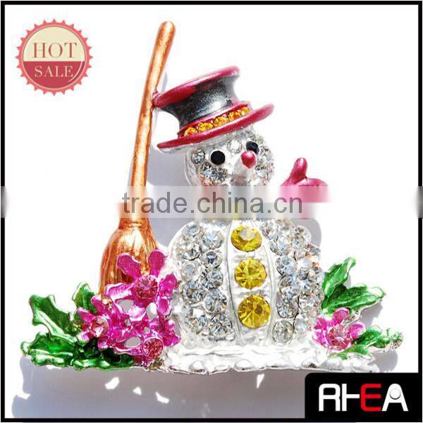 Manufacturer Fashion Crystal Snowman Christmas Brooch Jewelry