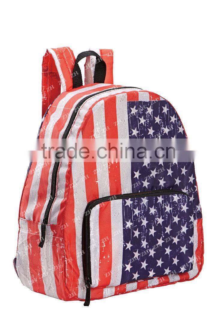 2015 stylish backpack in flag design, foldable backpack, customizable backpack