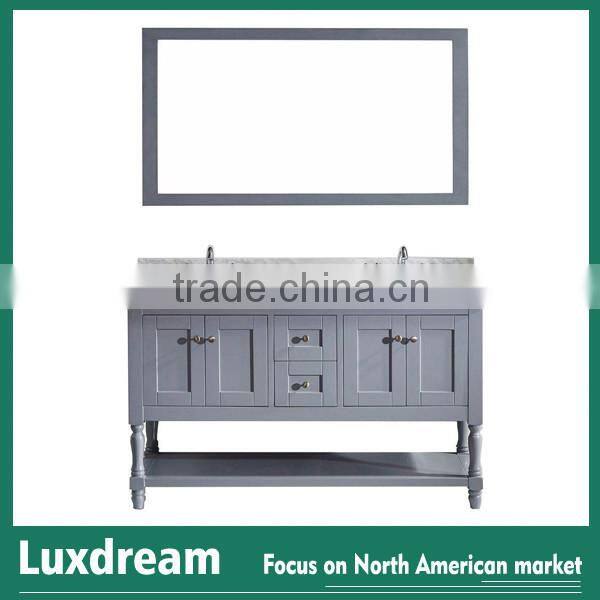 Grey 60 inch wooden bathroom vanity with double sinks from china
