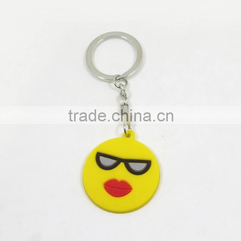 Cheap custom cute cute face advertising key ring/ soft PVC funny face promotion keychain