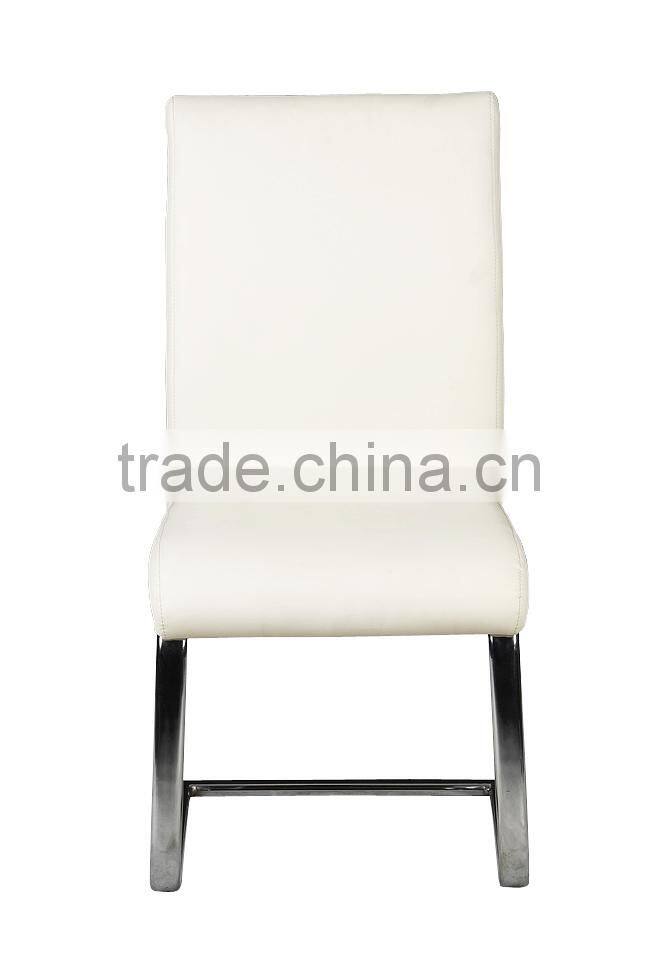 2015 HC-D008 L shape Modern PU and chrome leg nice white dining chair