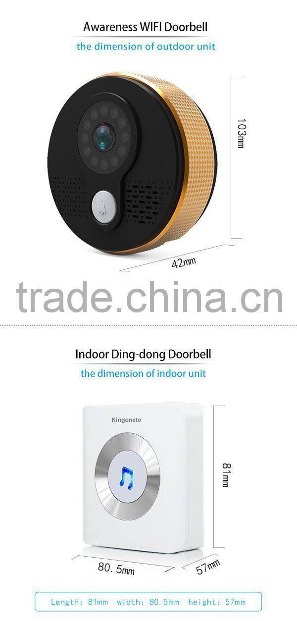Intelligent Awareness Wifi doorbell with infrared night vision PIR motion sensor