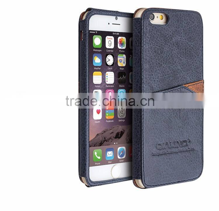 QIALINO Dropshipping Q Card Case, Full Grain Genuine For iPhone 6s Plus Leather Case