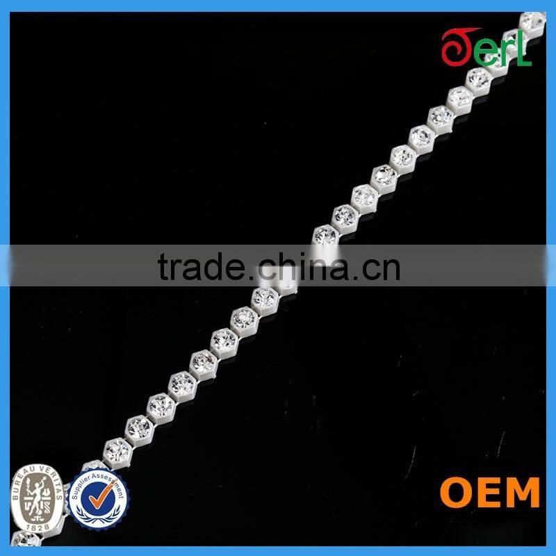 White rhinestone jewelry pearl roll trimming chain for garment
