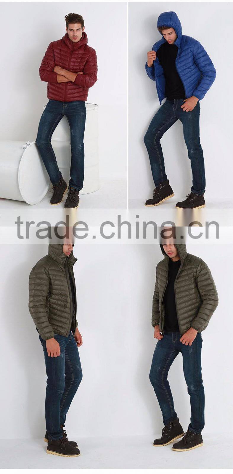 Mens / womens winter down hooded jacket whoesale clothing