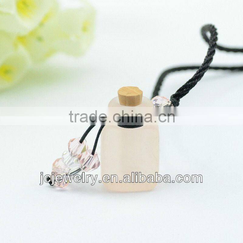 2013 new pink ground glass pendant, mini glass gift bottle pendant , making wish bottles necklace