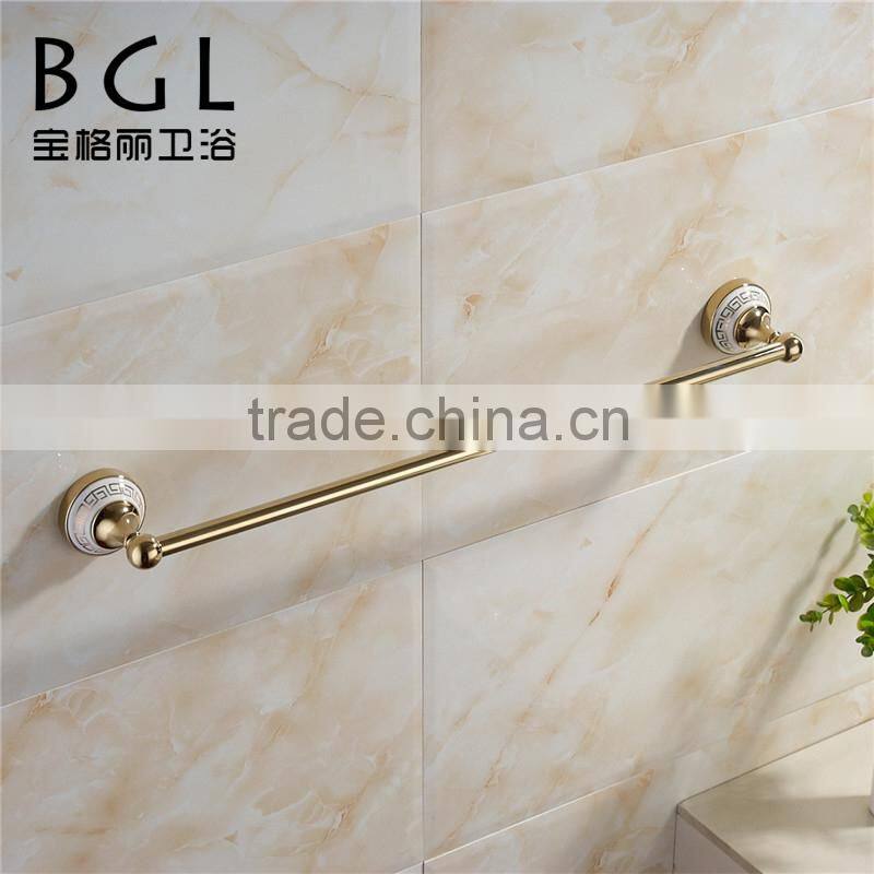 Fresh design Zinc alloy and Ceramic bathroom accessories Wall mounted Gold finishing Single towel rail-11824
