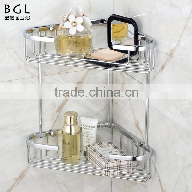 Aluminum double layers corner basket accessories for bathroom