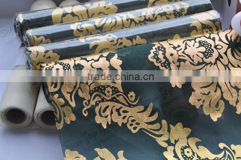 28cm width cotton polyester Voile ribbon foil print table runner