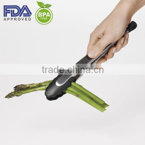 11 Inch Novelty Silicone Locking Kitchen Tong With Stainless Steel Handle