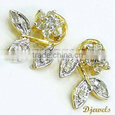 Diamond Gold Earrings, Ladies Diamond Earrings, Diamond Jewelry