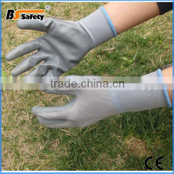 Bssafety china factory price cheap nylon grey nitrile coated glove