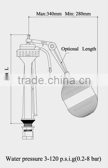 New style adjustable water tank fill valve --T1102