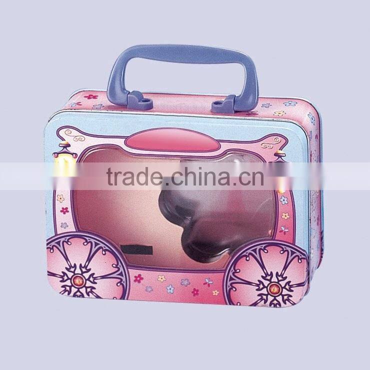 Cookie Use and Metal Material suitcase shaped metal tin lunch box with lock