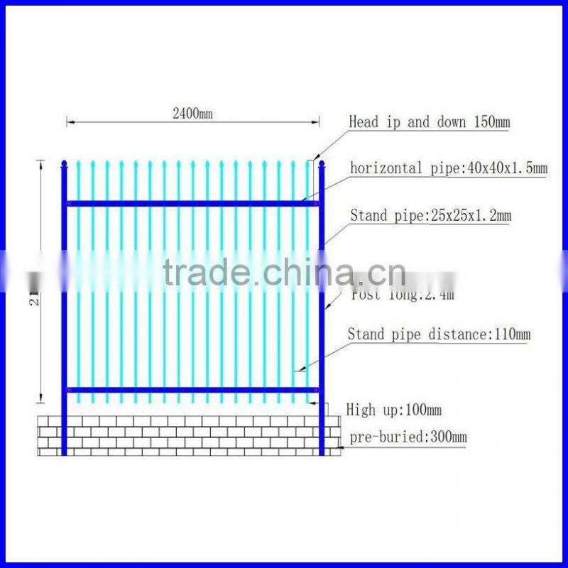 Australia/U.K ornamental metal fencing tubular security fencing