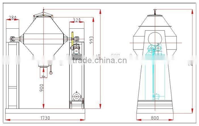 Stainless steel double cone medicine dry powder mixing mixer machine