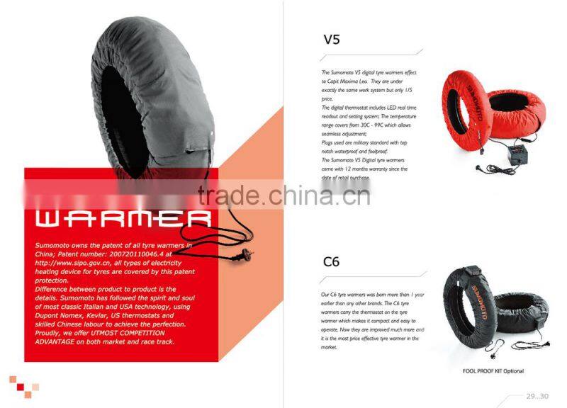 Motorcycle racing tyre warmers, ROHS, CE, TUV, EMC approved and patented