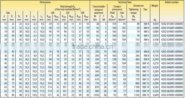 Keyless Locking Assembly RLK 250 Clamping Elements