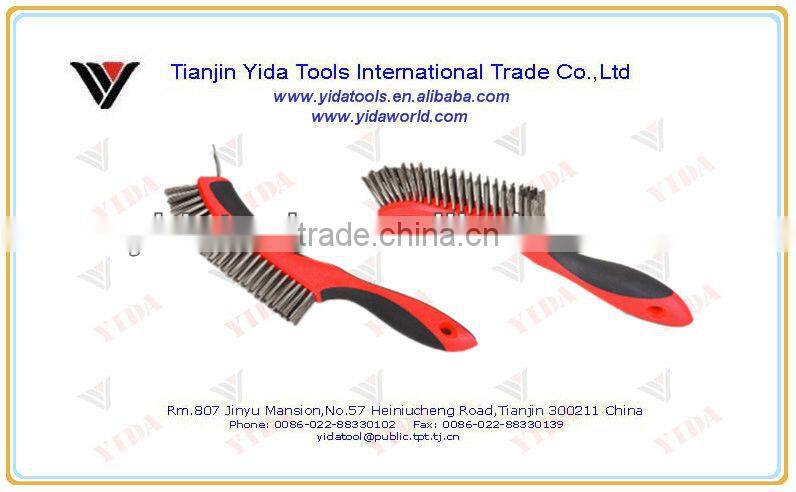 soft grip steel wire brush with scraper